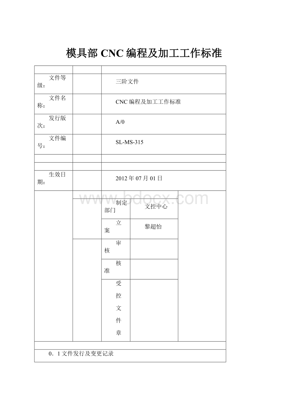 模具部CNC编程及加工工作标准.docx