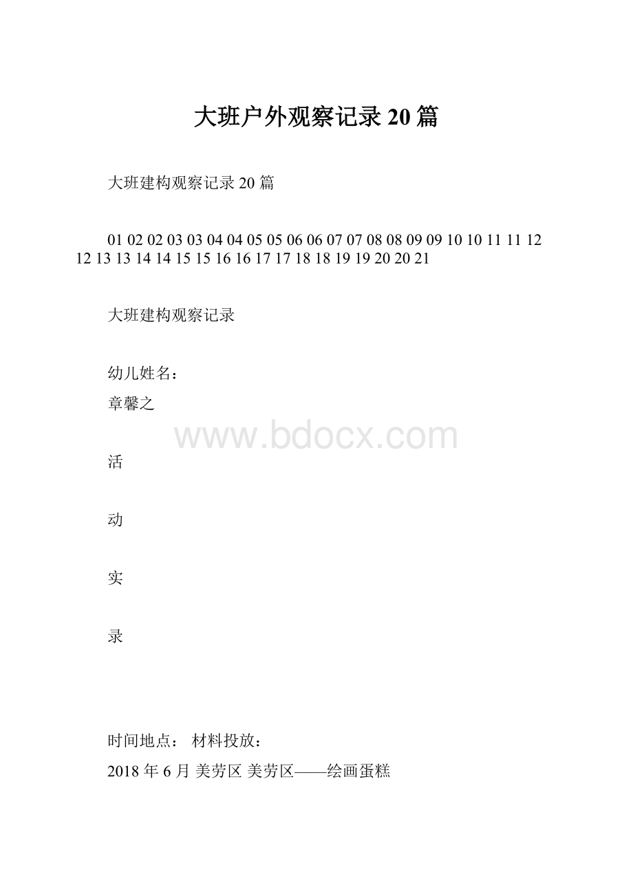 大班户外观察记录20篇.docx