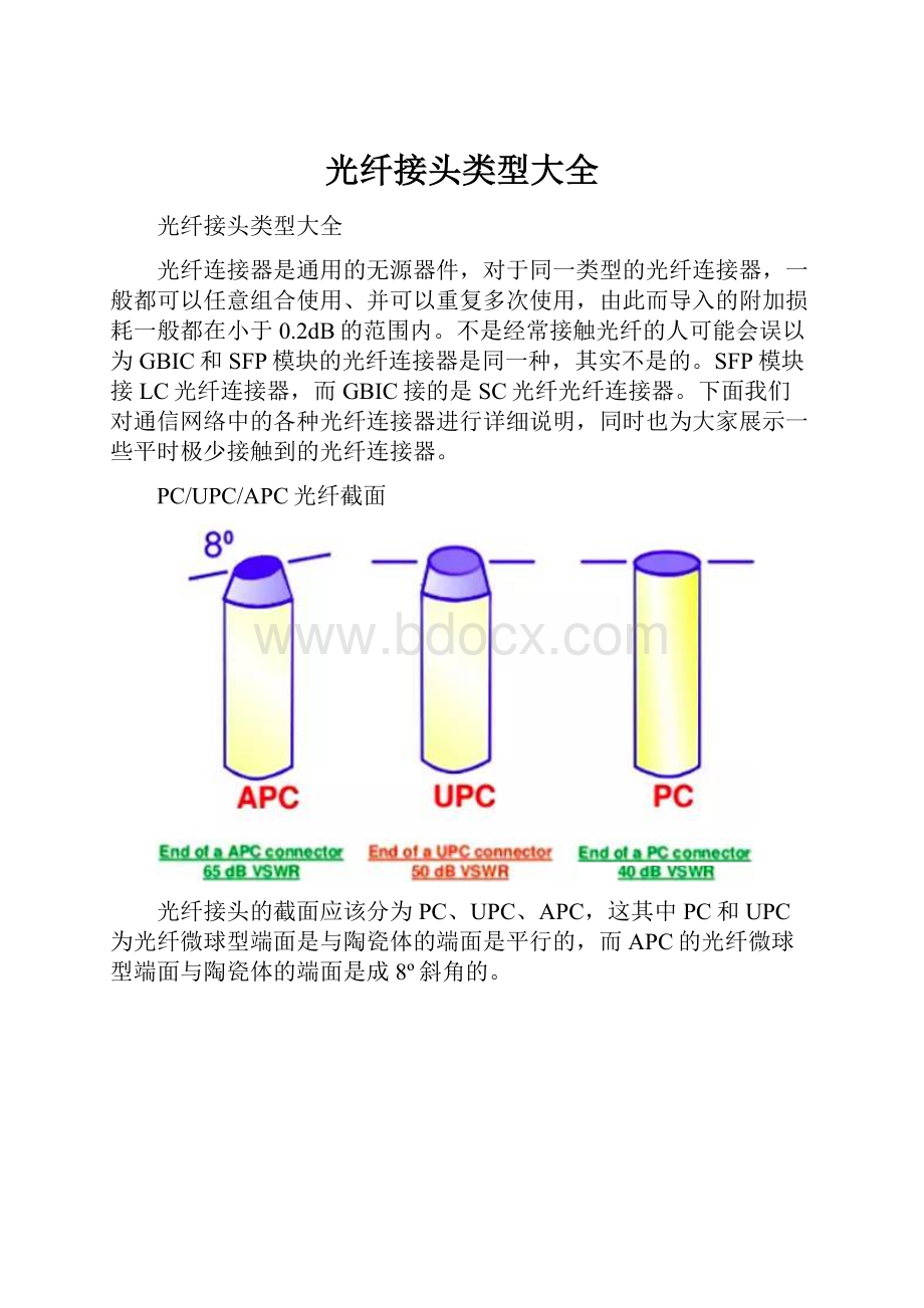 光纤接头类型大全.docx