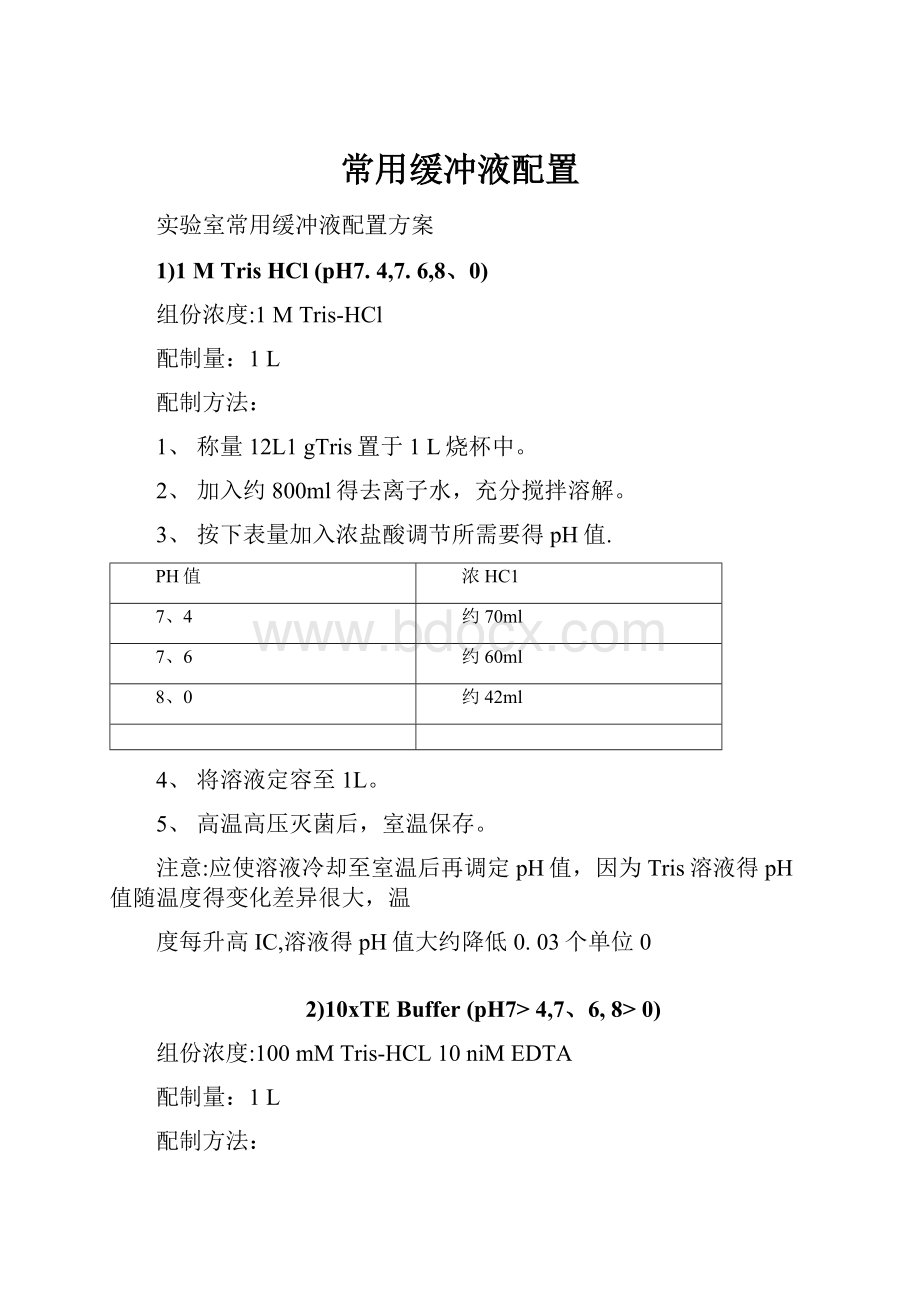 常用缓冲液配置.docx