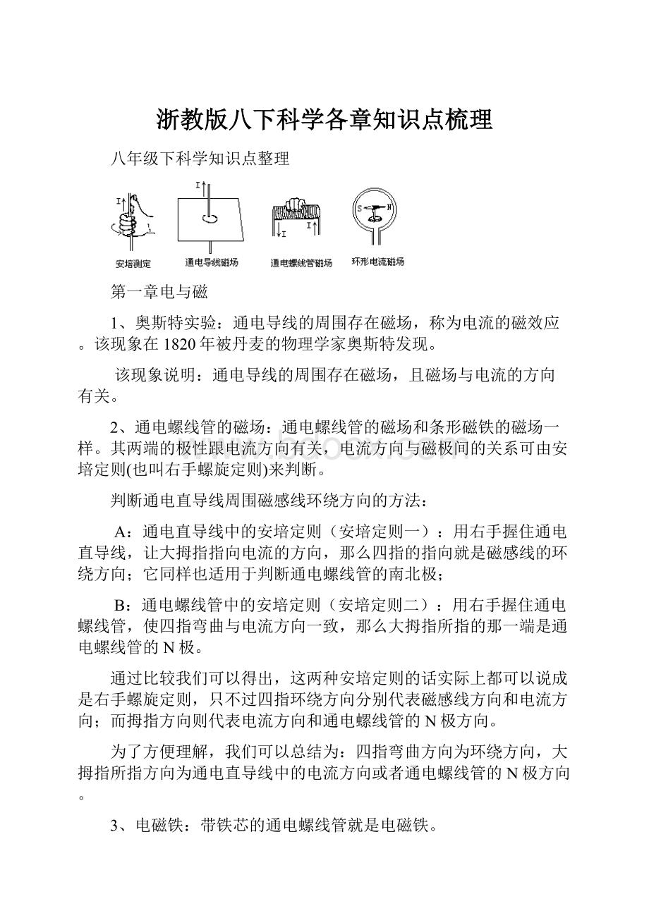 浙教版八下科学各章知识点梳理.docx_第1页