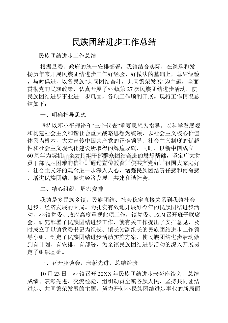 民族团结进步工作总结.docx