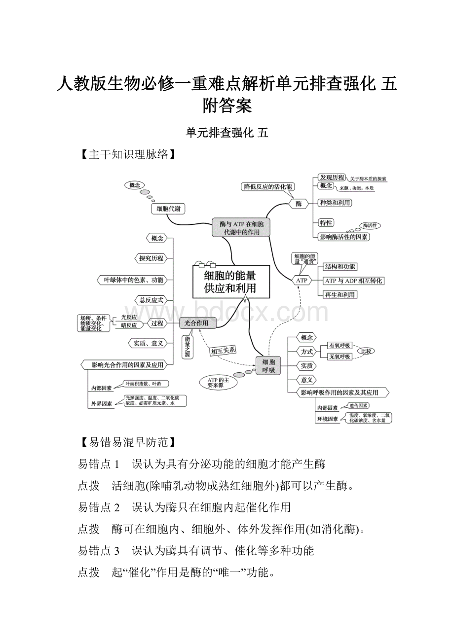 人教版生物必修一重难点解析单元排查强化 五附答案.docx_第1页