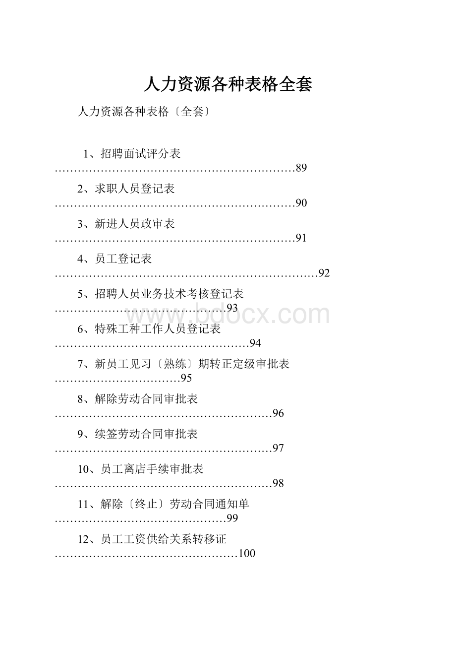 人力资源各种表格全套.docx_第1页