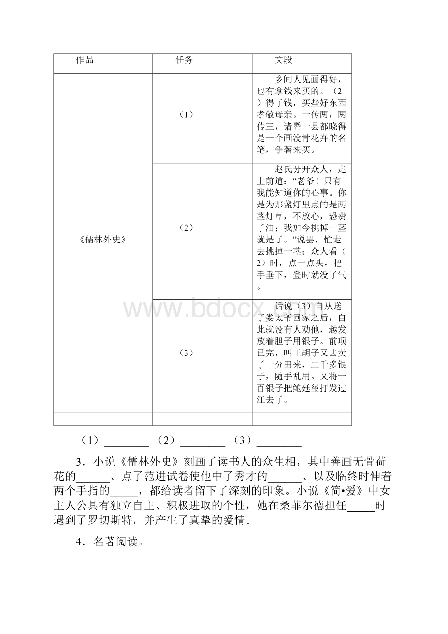 部编九年级上册《儒林外史》专项训练9知识点Word文档下载推荐.docx_第2页