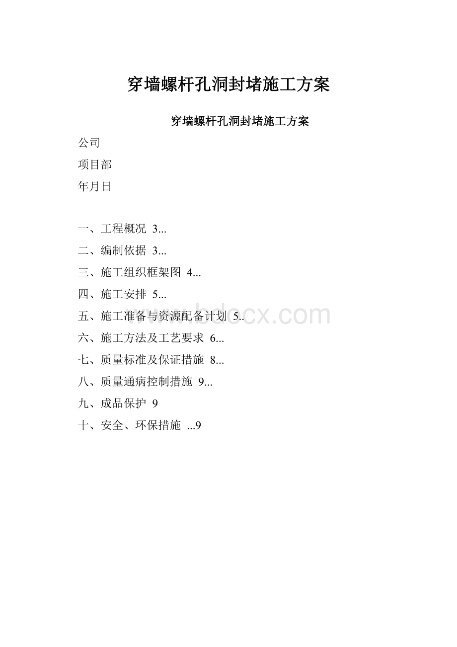 穿墙螺杆孔洞封堵施工方案.docx