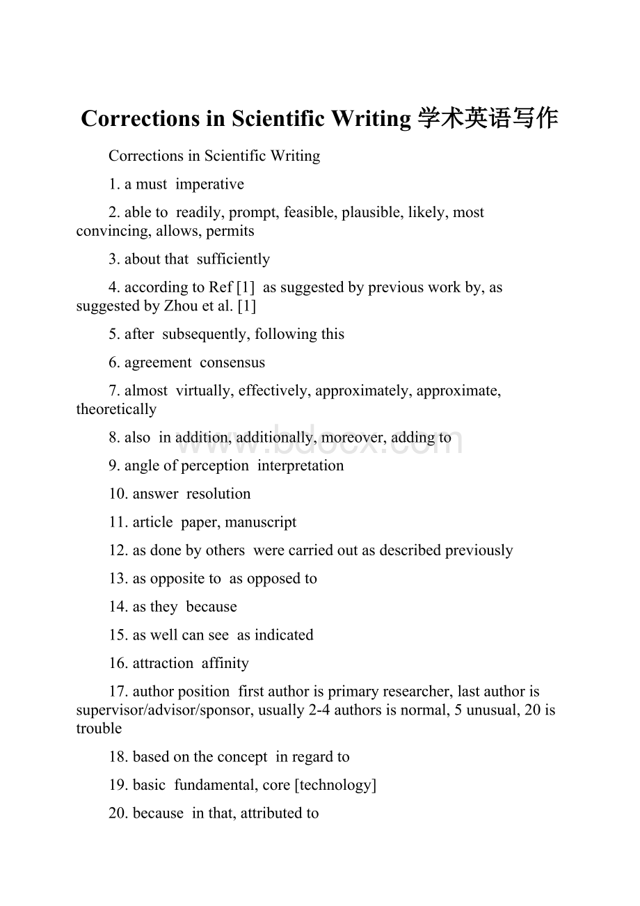 Corrections in Scientific Writing 学术英语写作.docx