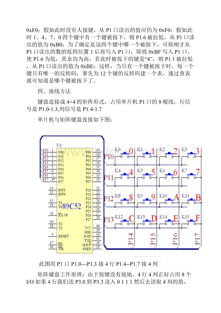 单片机实验报告材料矩阵键盘数码管显示.docx_第3页