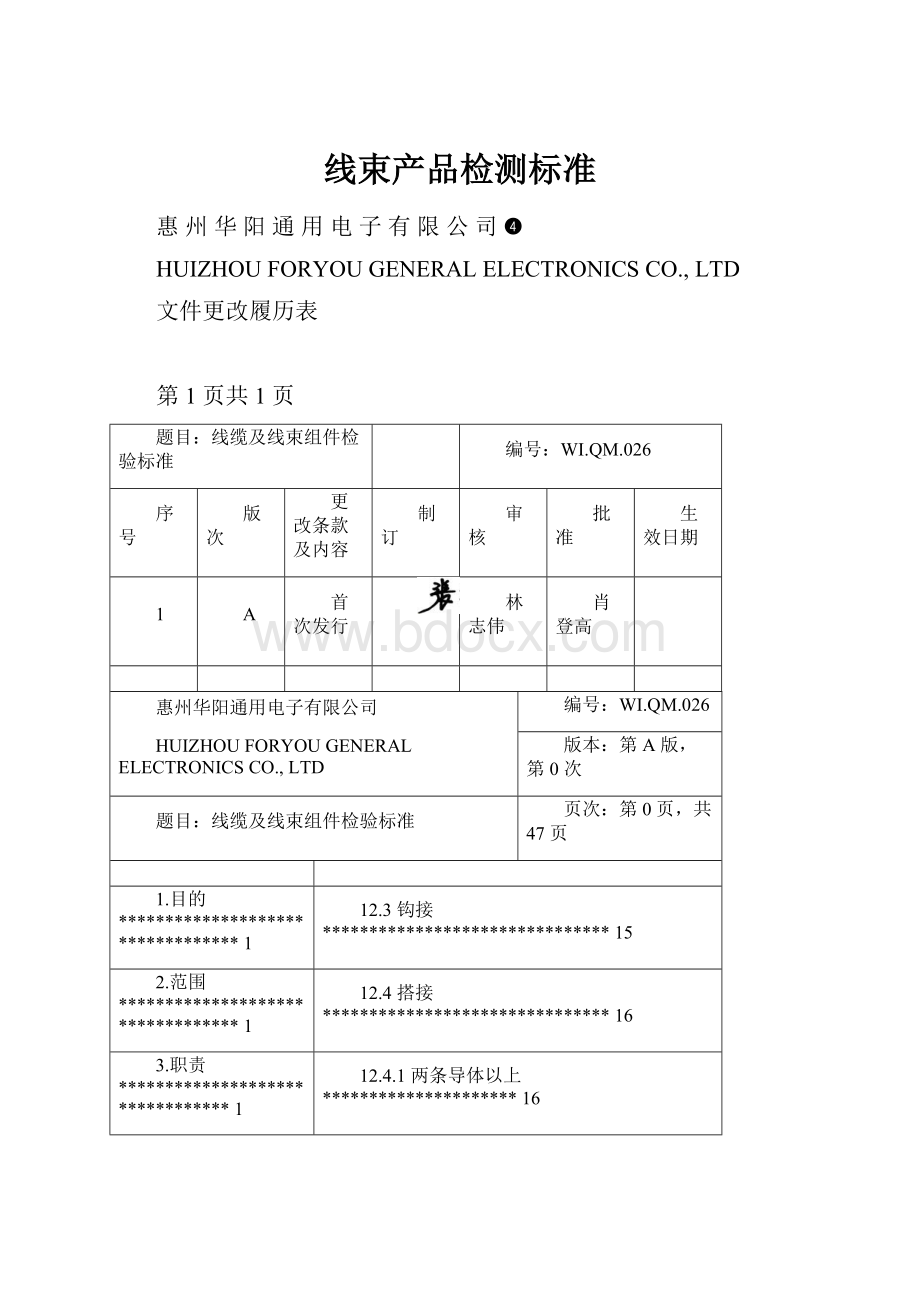 线束产品检测标准.docx