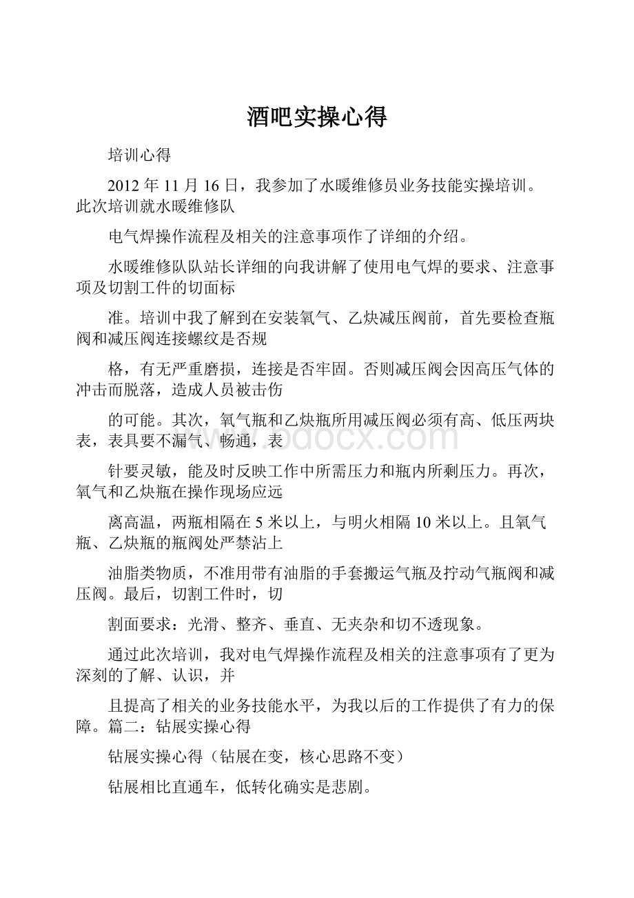 酒吧实操心得Word文档下载推荐.docx