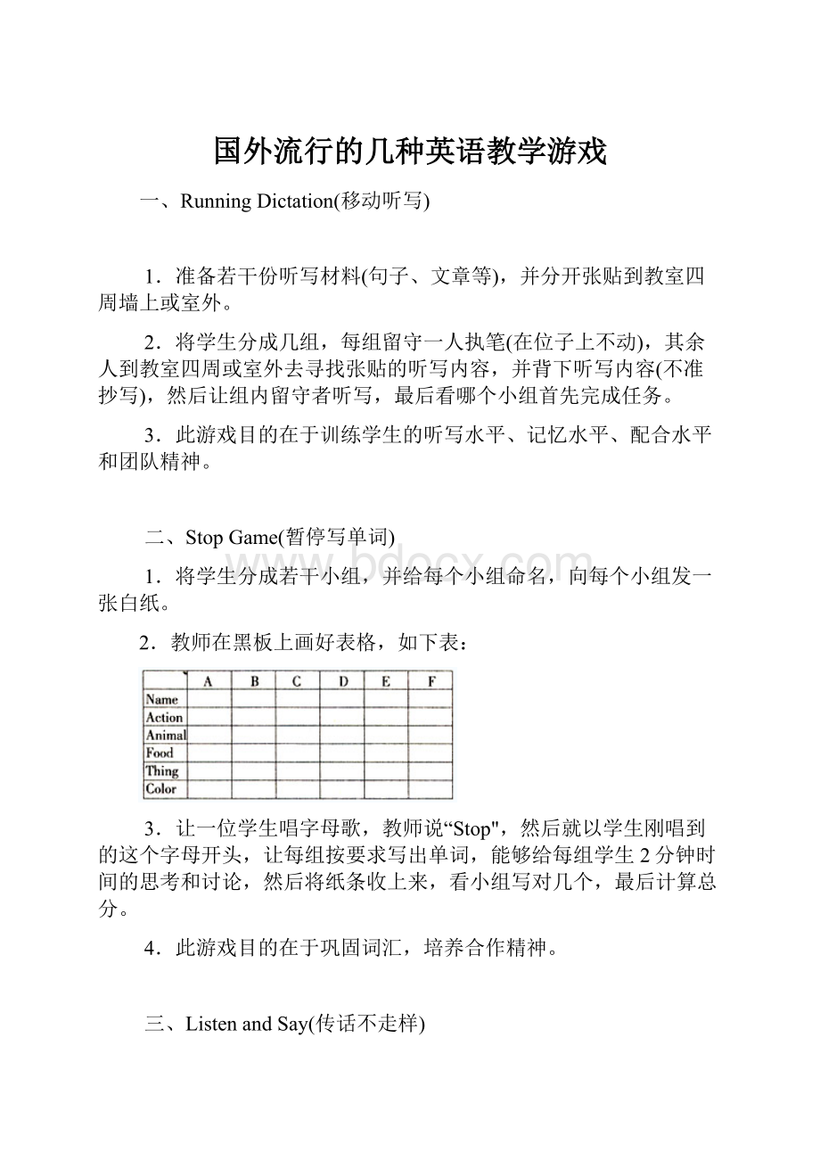 国外流行的几种英语教学游戏.docx_第1页