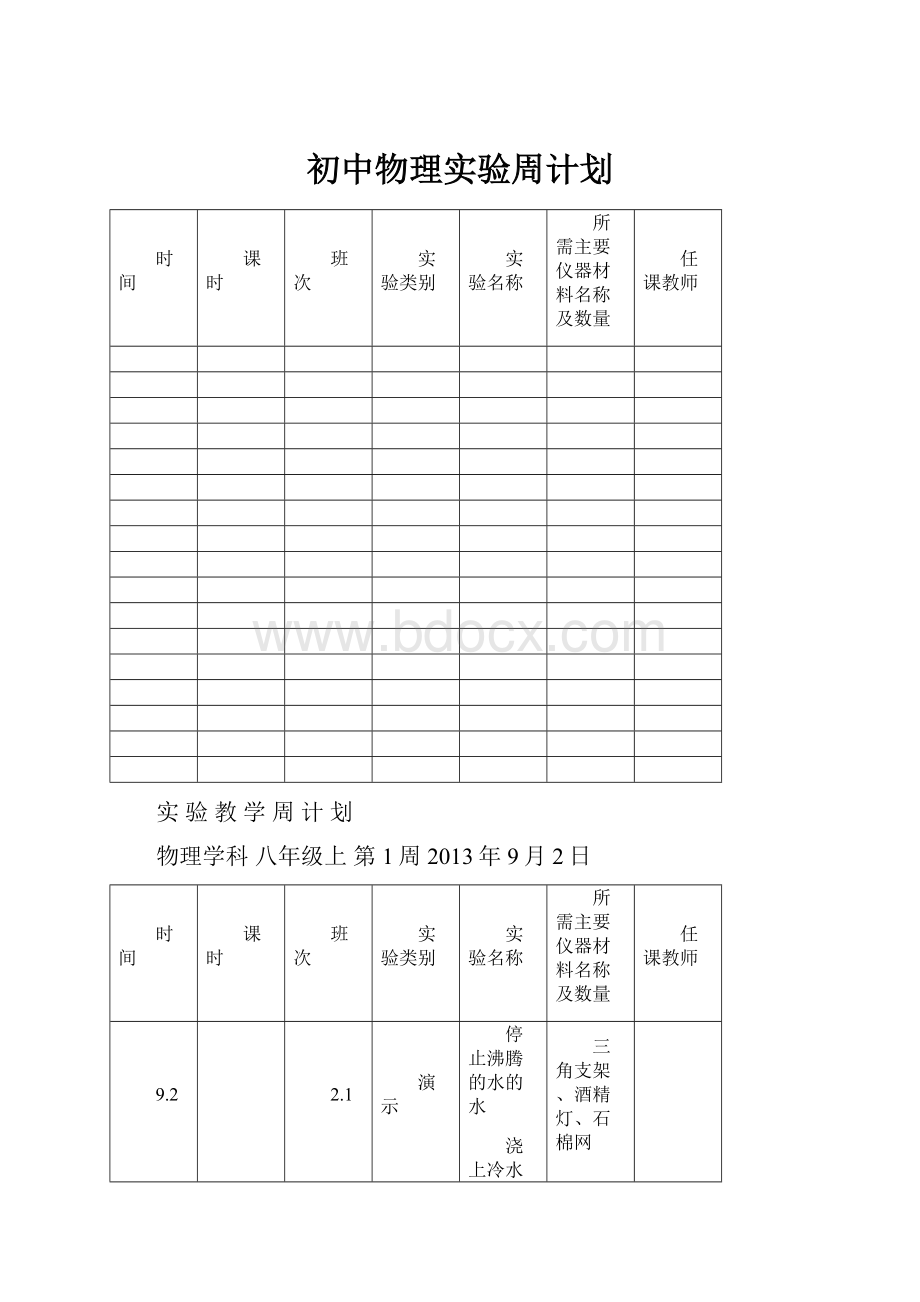 初中物理实验周计划Word格式文档下载.docx