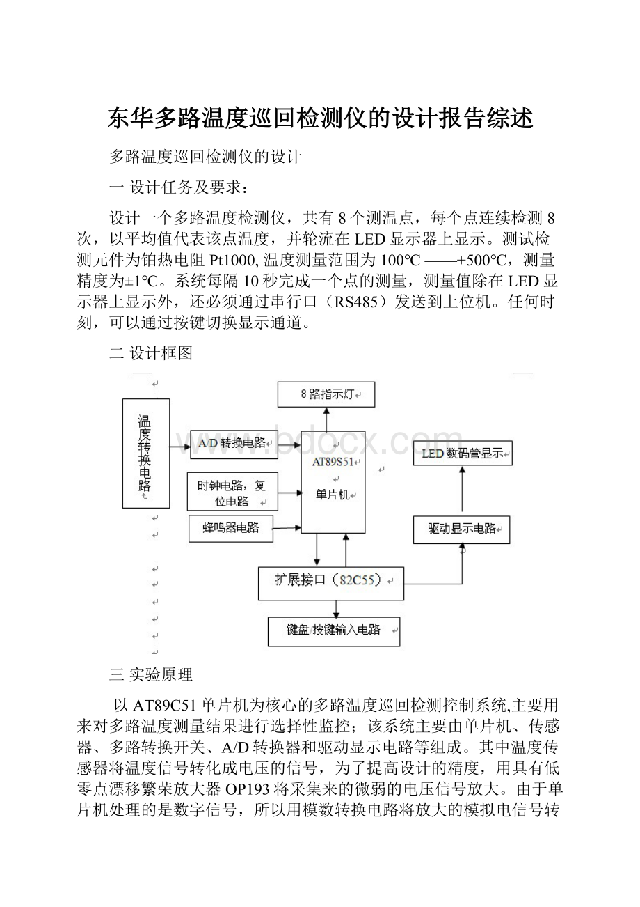 东华多路温度巡回检测仪的设计报告综述.docx