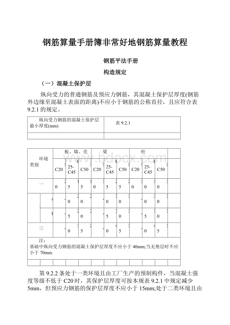 钢筋算量手册簿非常好地钢筋算量教程Word格式.docx