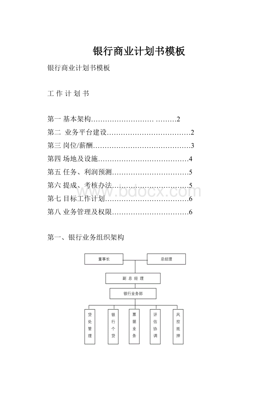 银行商业计划书模板.docx