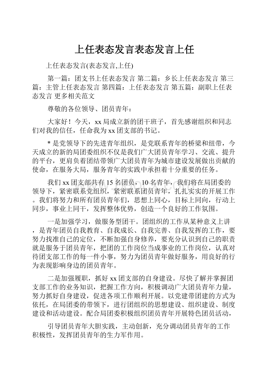 上任表态发言表态发言上任.docx