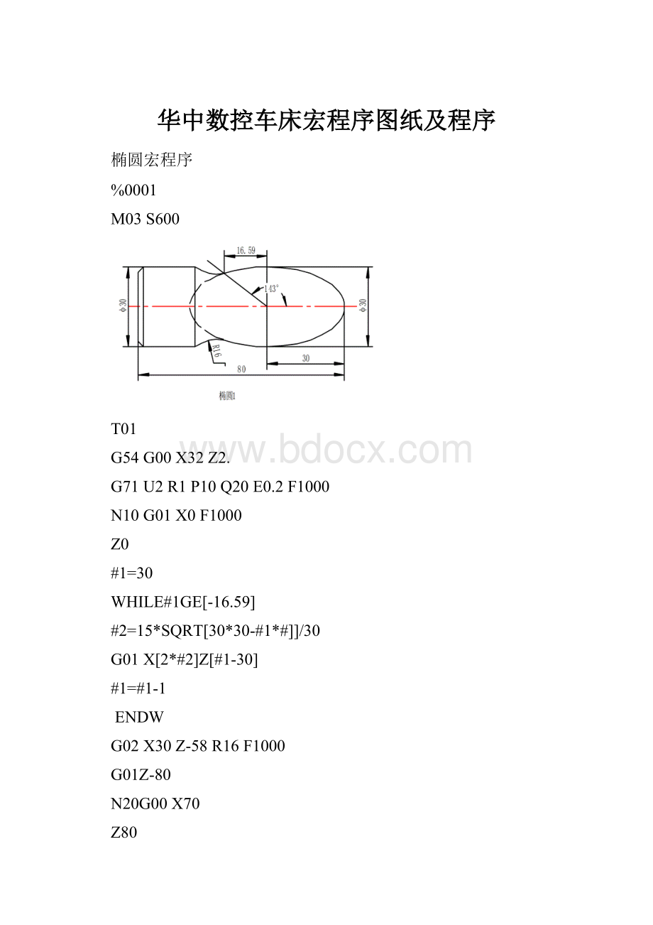 华中数控车床宏程序图纸及程序.docx