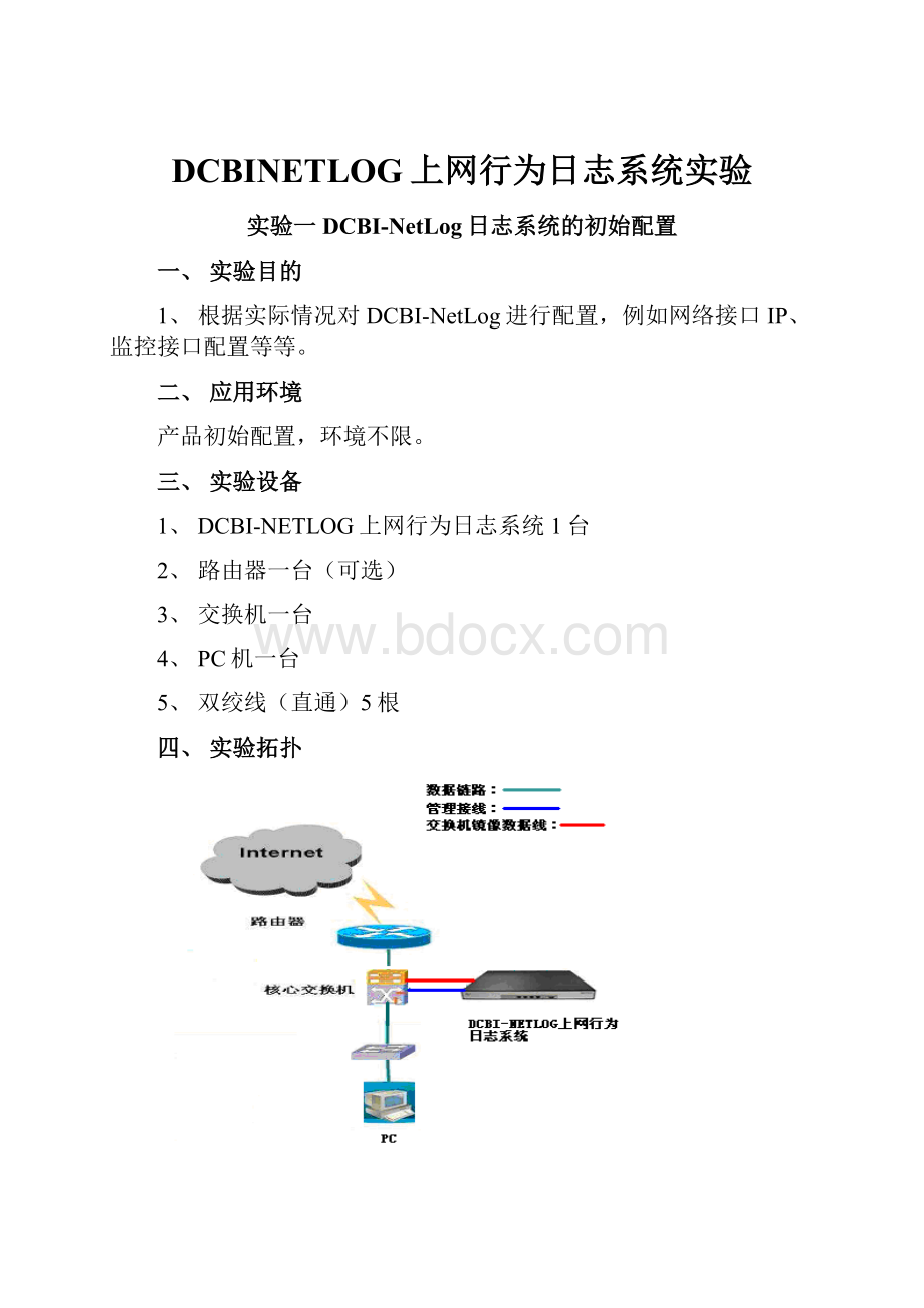 DCBINETLOG上网行为日志系统实验Word格式.docx