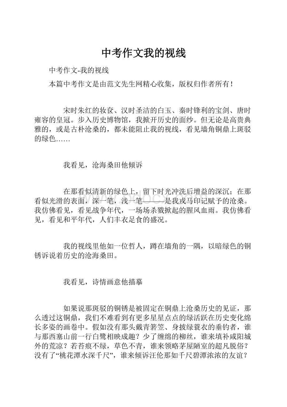 中考作文我的视线.docx