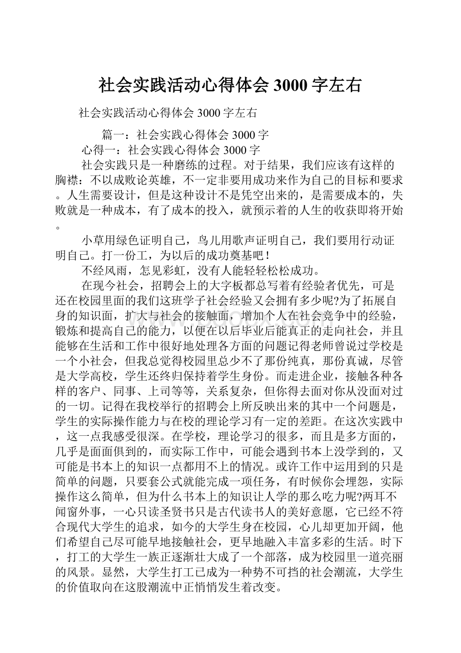 社会实践活动心得体会3000字左右.docx