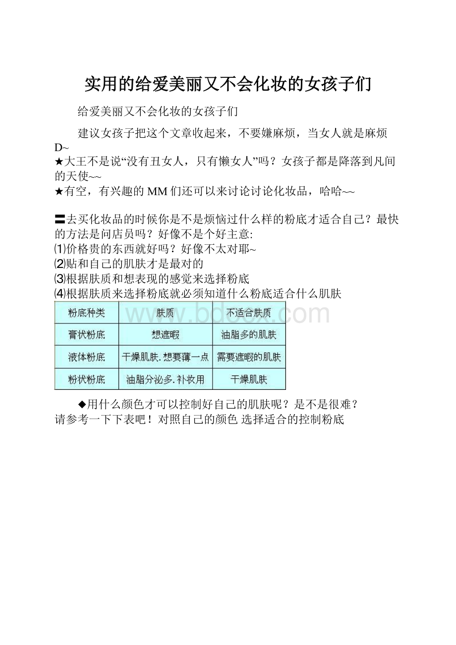 实用的给爱美丽又不会化妆的女孩子们.docx