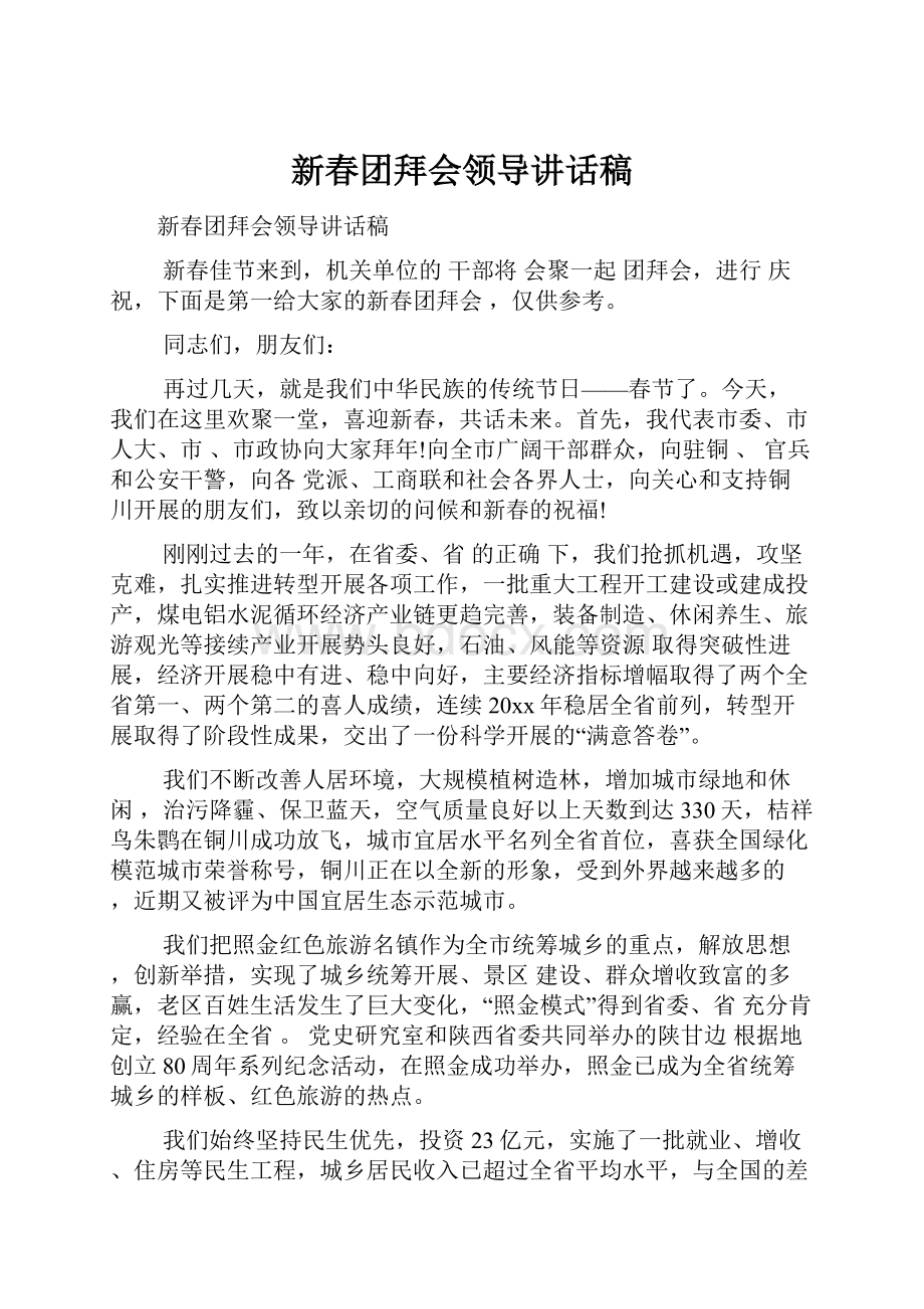 新春团拜会领导讲话稿.docx_第1页