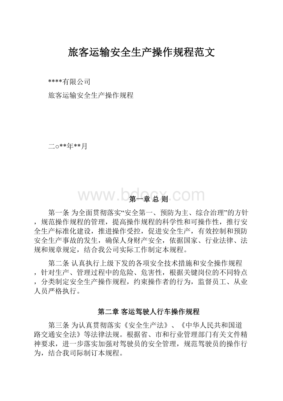 旅客运输安全生产操作规程范文.docx