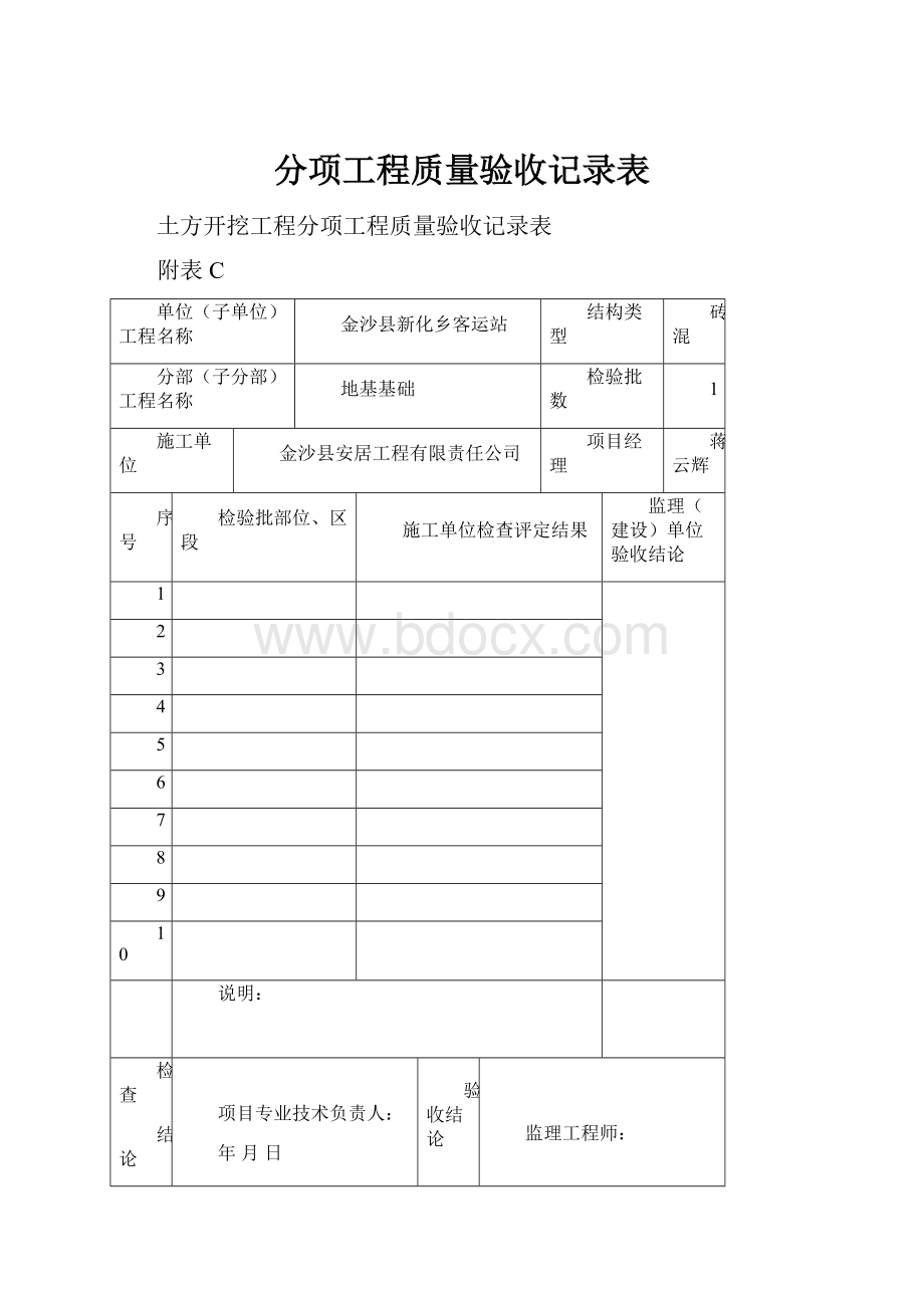 分项工程质量验收记录表.docx_第1页