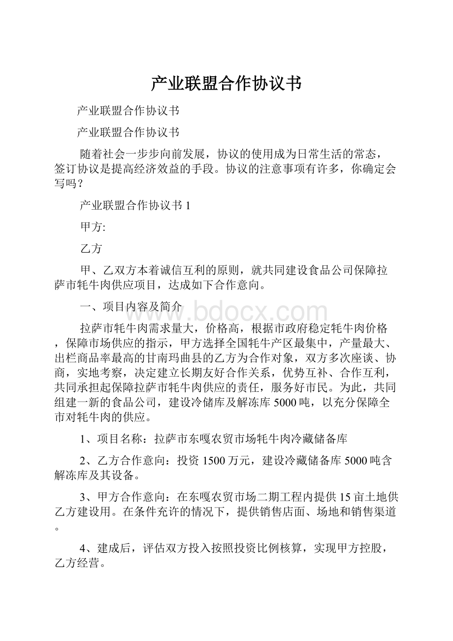 产业联盟合作协议书文档格式.docx