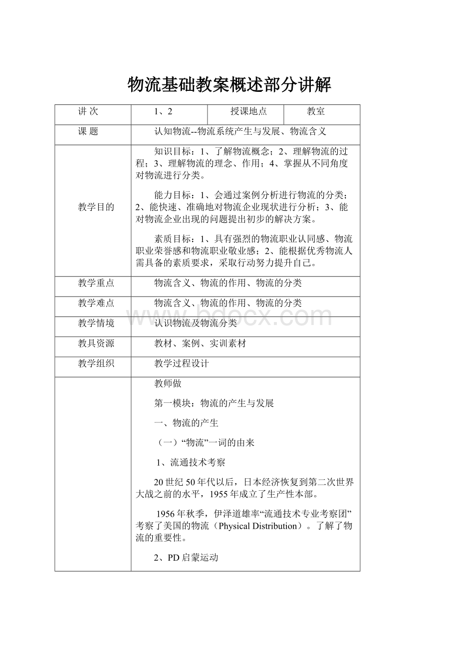 物流基础教案概述部分讲解Word文件下载.docx