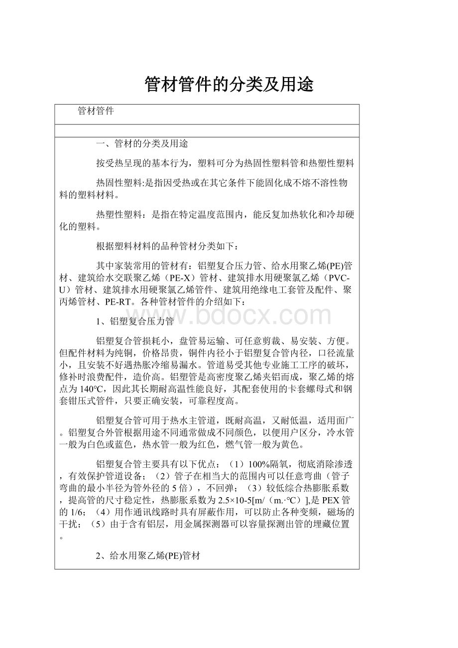 管材管件的分类及用途.docx