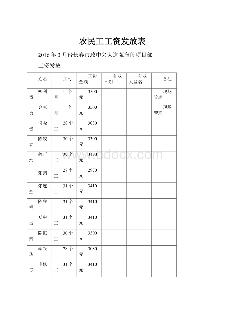 农民工工资发放表.docx_第1页