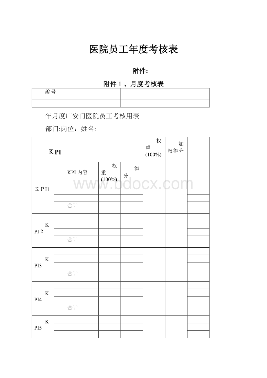 医院员工年度考核表.docx