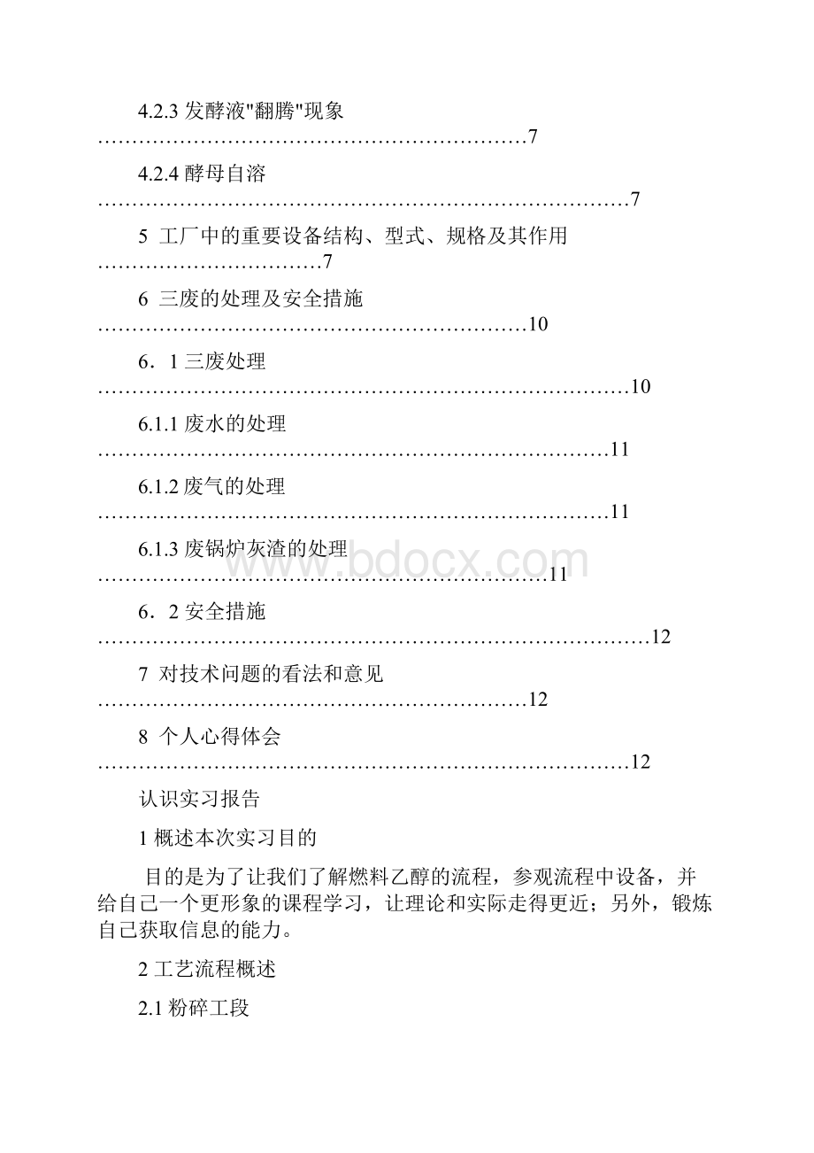 燃料乙醇生产工艺认识实习研究报告Word文档下载推荐.docx_第3页