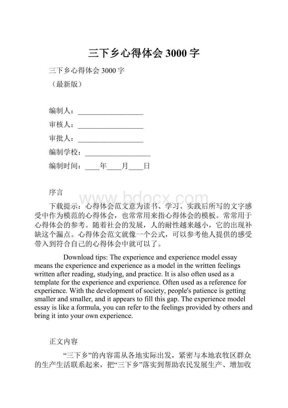 三下乡心得体会3000字.docx