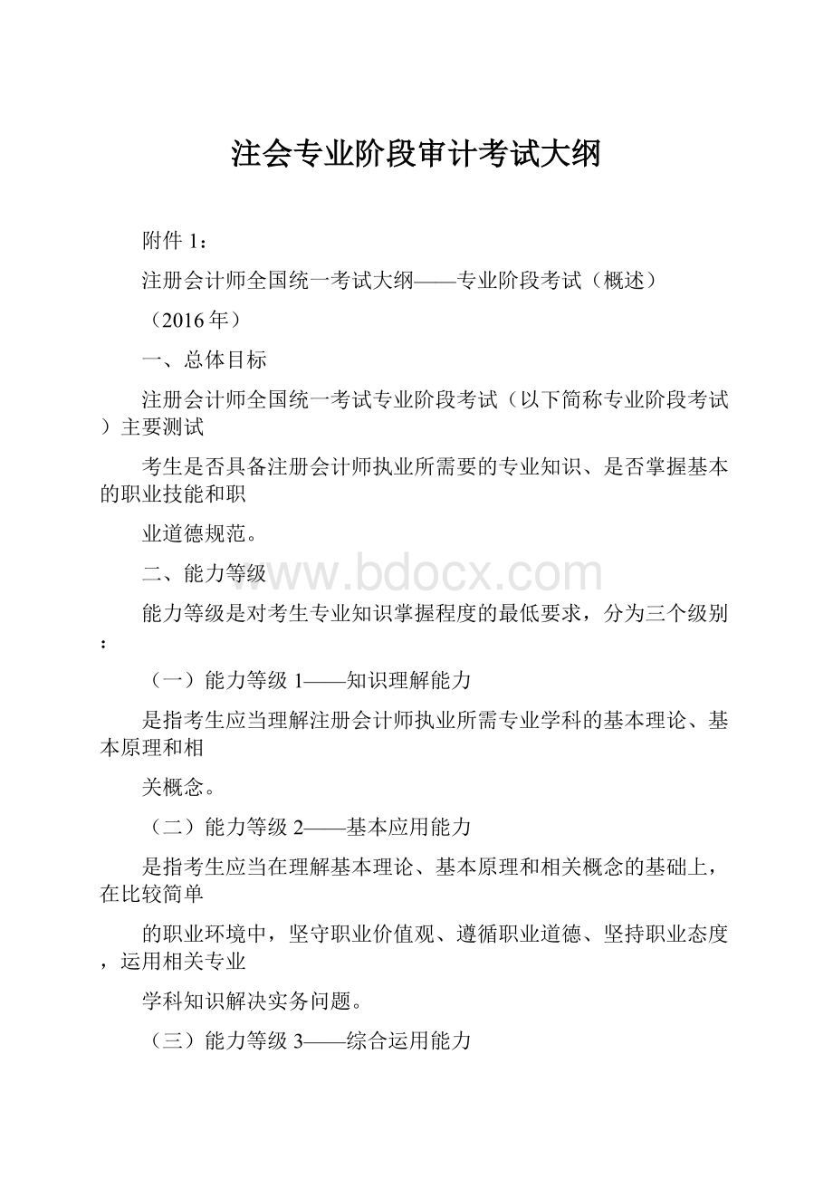 注会专业阶段审计考试大纲.docx