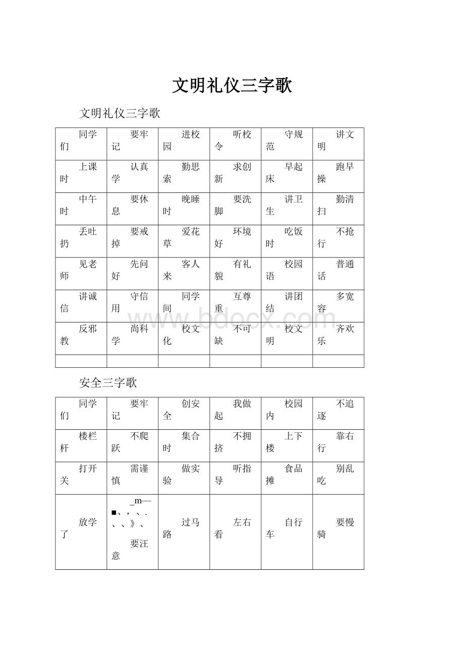 文明礼仪三字歌.docx_第1页