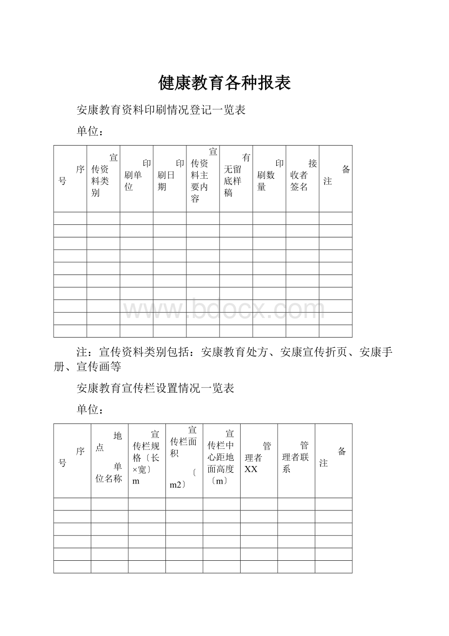 健康教育各种报表.docx