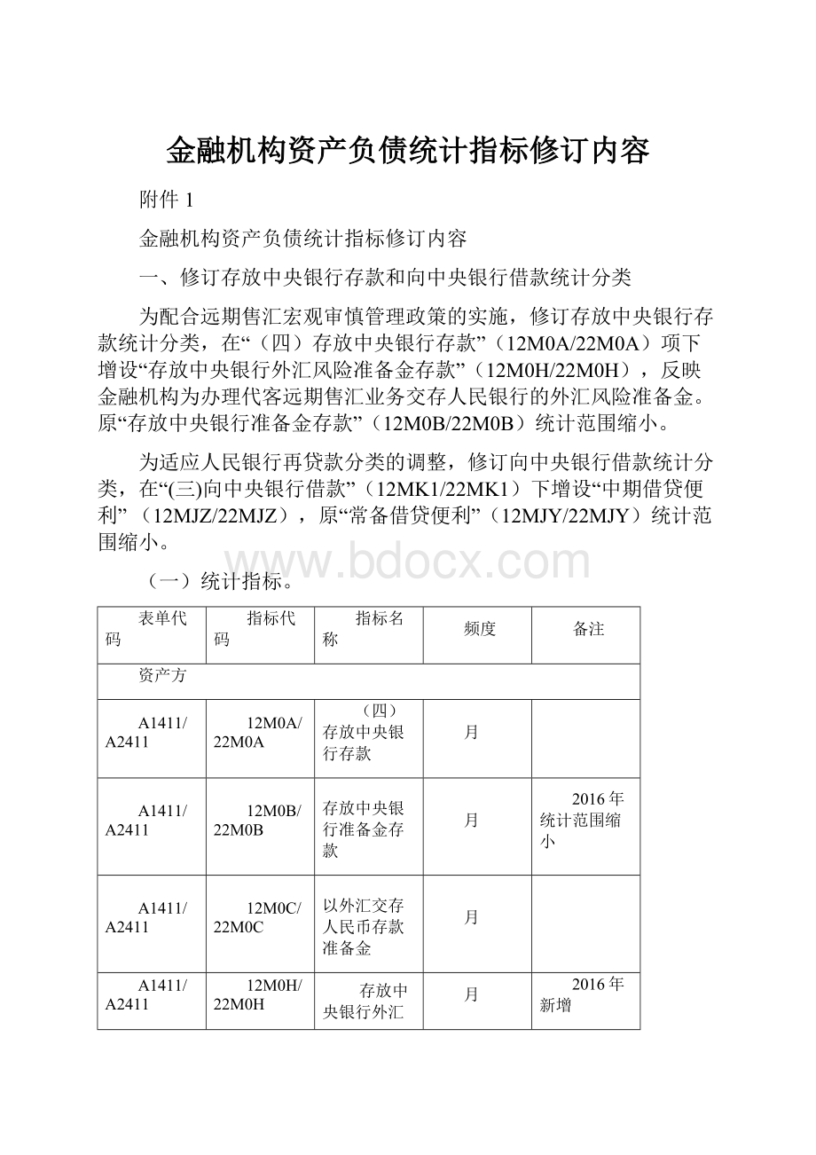 金融机构资产负债统计指标修订内容.docx_第1页