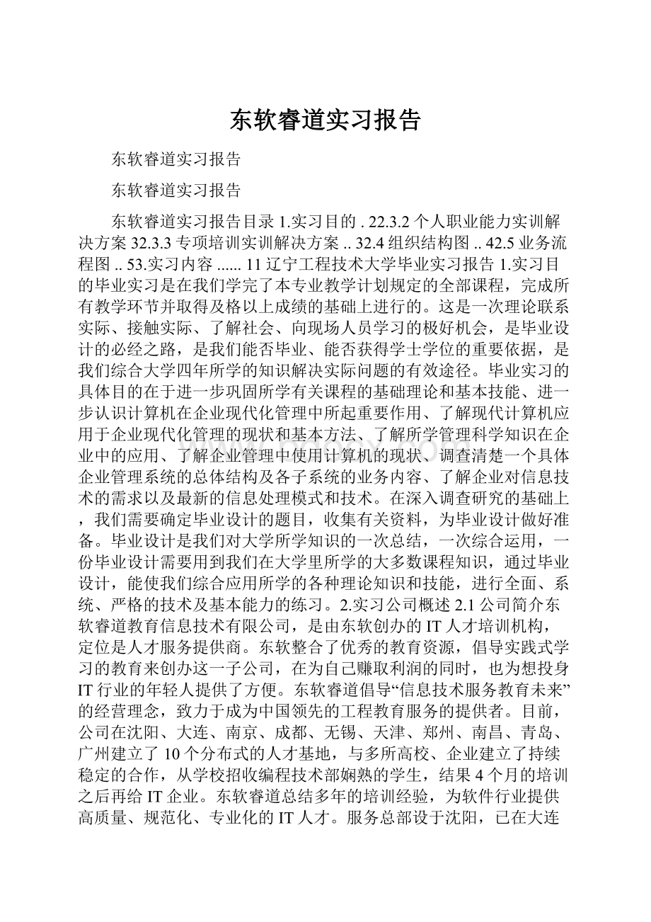 东软睿道实习报告.docx