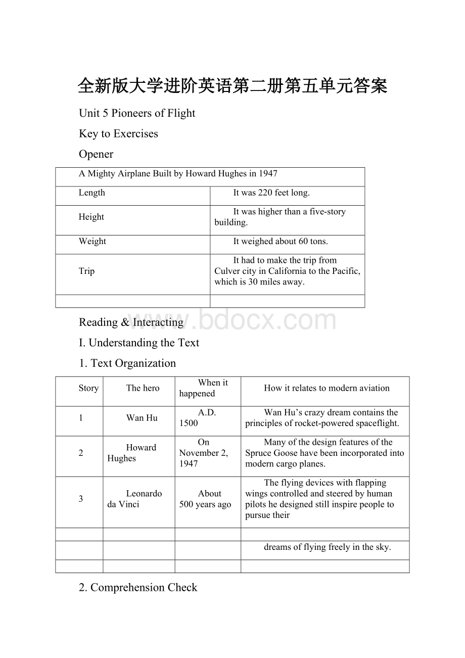 全新版大学进阶英语第二册第五单元答案Word文件下载.docx_第1页