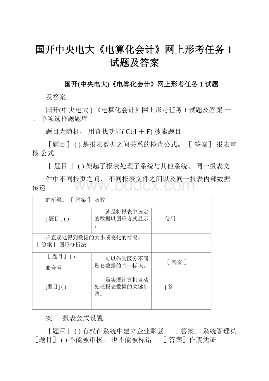 国开中央电大《电算化会计》网上形考任务1试题及答案.docx