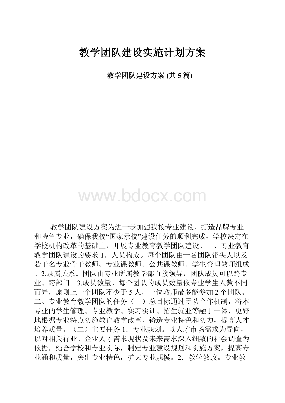 教学团队建设实施计划方案.docx