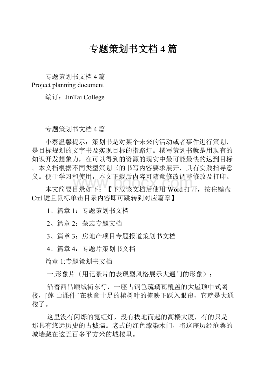 专题策划书文档4篇.docx