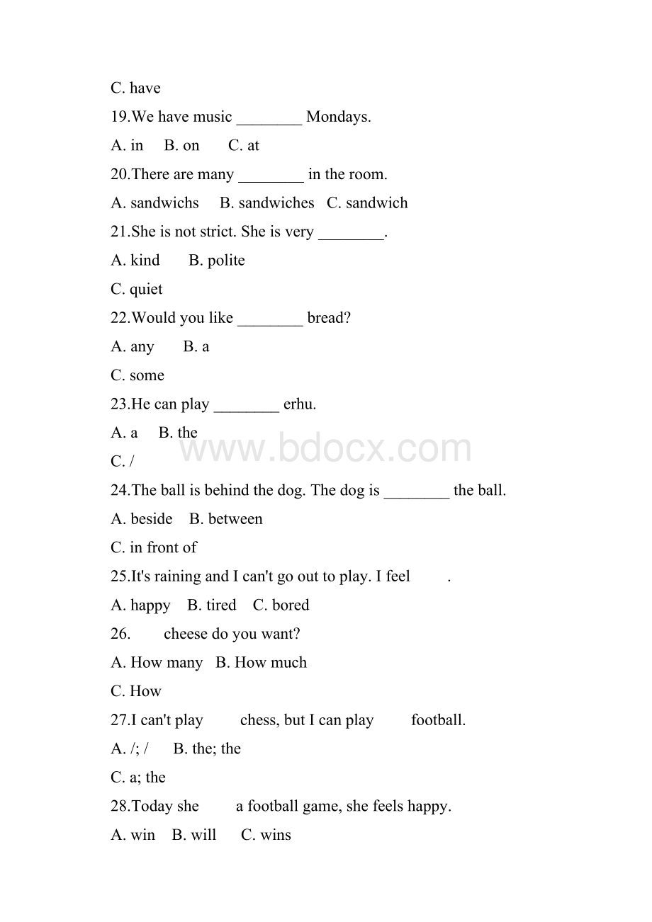小学英语五年级上册期末复习易错题50题附答案解析通用.docx_第3页