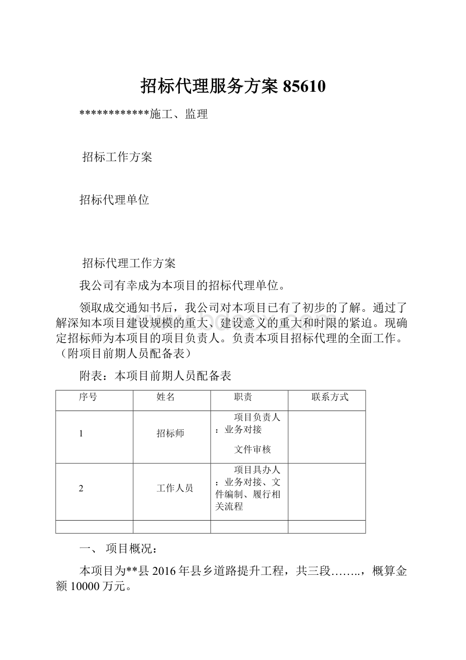 招标代理服务方案85610Word文件下载.docx