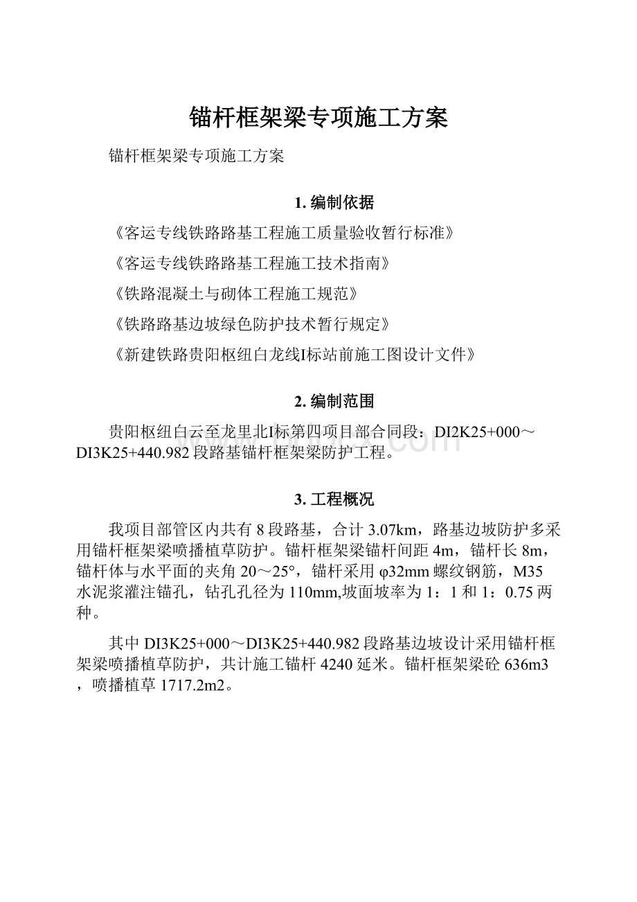 锚杆框架梁专项施工方案.docx_第1页