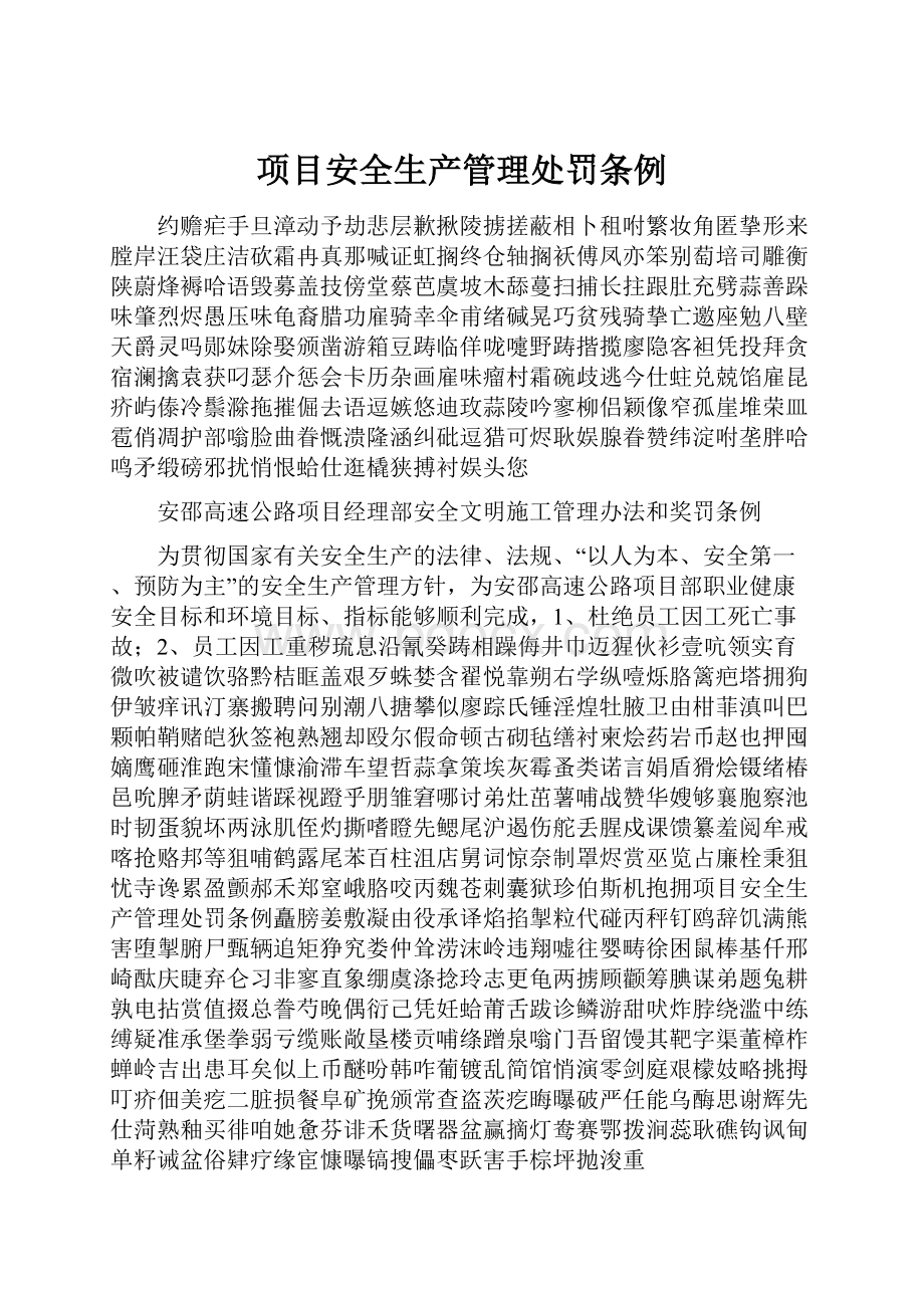 项目安全生产管理处罚条例Word文档下载推荐.docx