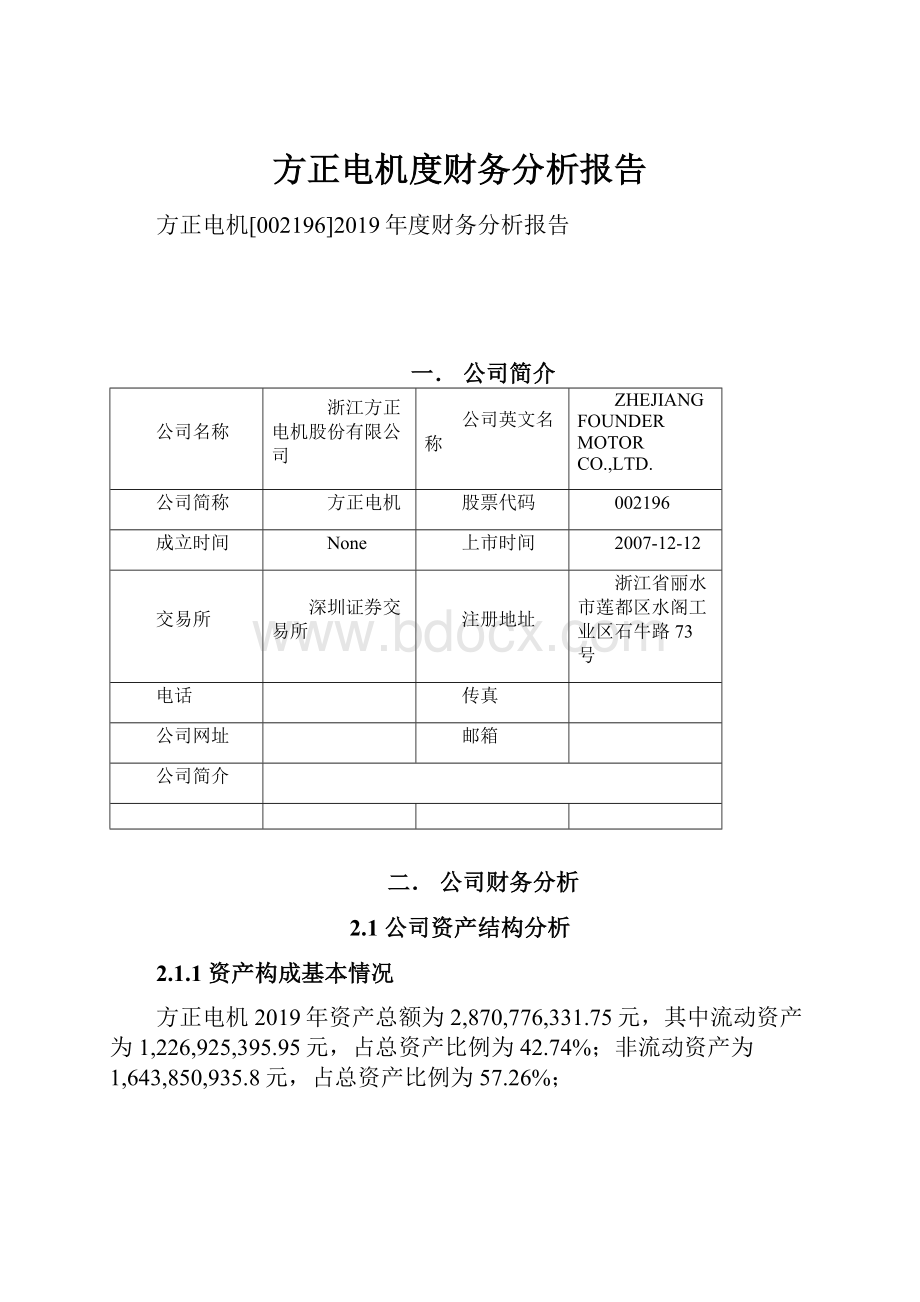 方正电机度财务分析报告.docx_第1页