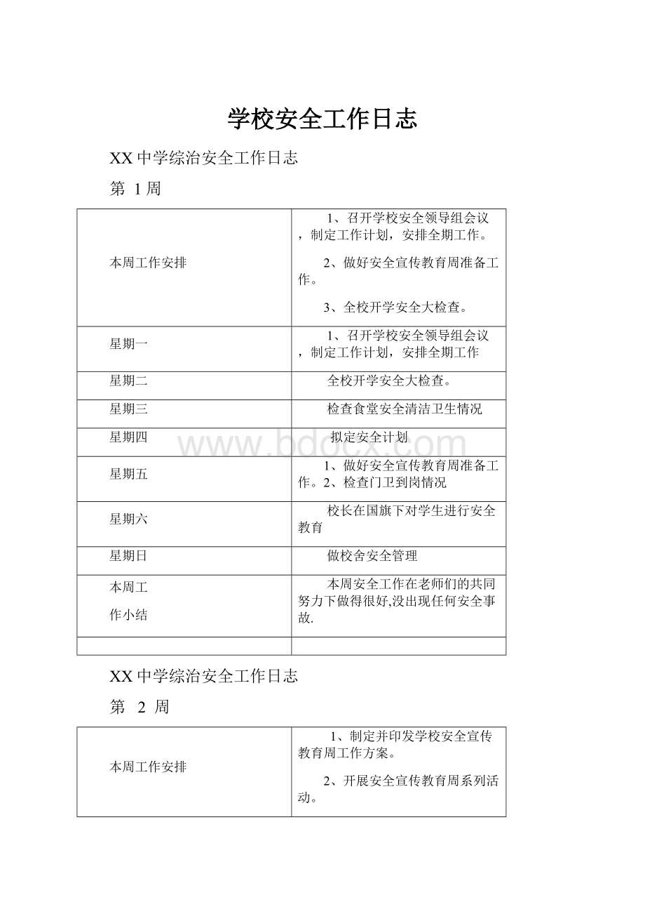 学校安全工作日志.docx